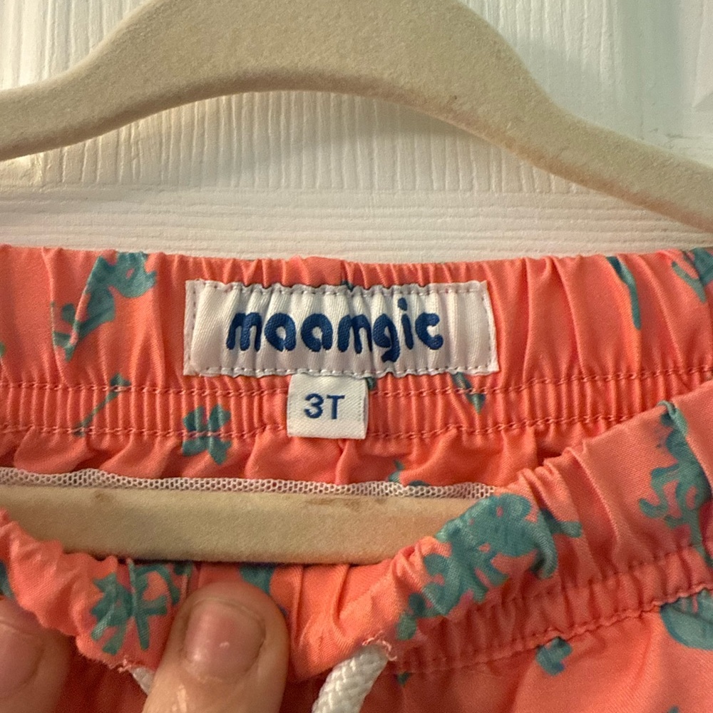 Maamgic Coral Shorts with Blue Dinosaur Print - Picture 3 of 3
